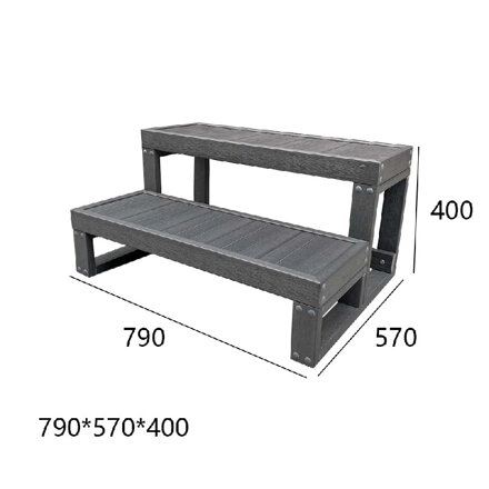 Schodíky do vírivky - tmavosivé - 2 schodíky (šírka 79 cm)